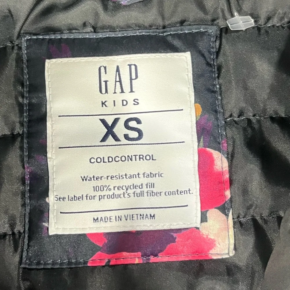 GAP GIRLS FLORAL COLD CONTROL PUFFY WATER RESISTANT COAT
